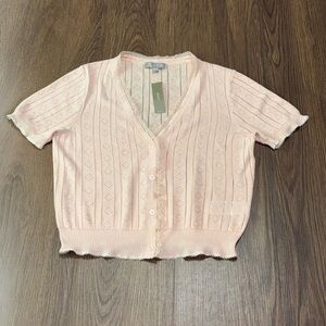 J.Crew Light Pink Button-Up Cardigan Size: Medium